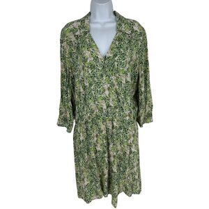 Cabi Green Tropical Print Faux Wrap Dress Women's Size M